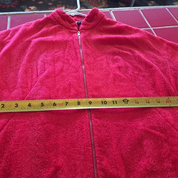 Vintage Gertrude Davenport New York Small Red Terry Cloth Robe Dress w/Pockets - Picture 5 of 16